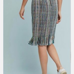 Anthropologie Multicolor Fringe Pencil Skirt NWT 10